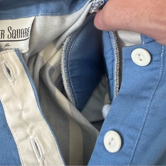 Vintage Lester Square for The Tog Shop blue white panel shirt dress pockets - Picture 14 of 16